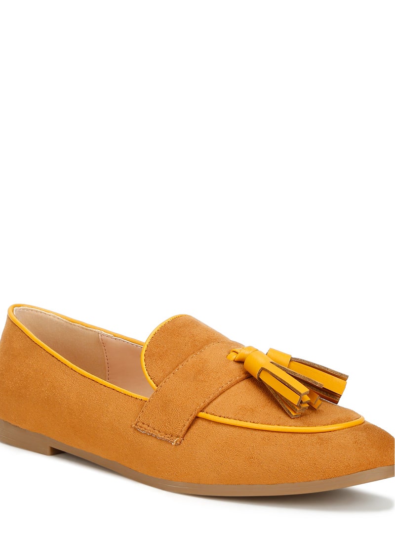 London Rag Micro Suede Tassel Loafers in Tan  - Image 4