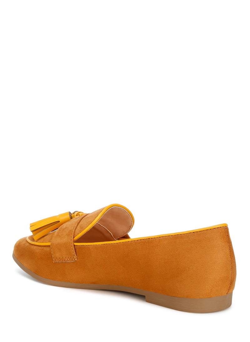 London Rag Micro Suede Tassel Loafers in Tan  - Image 2