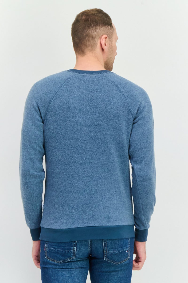 Feat Men Crew Neck Solid Long Sleeves Sweatshirt, Slate Blue - Image 4