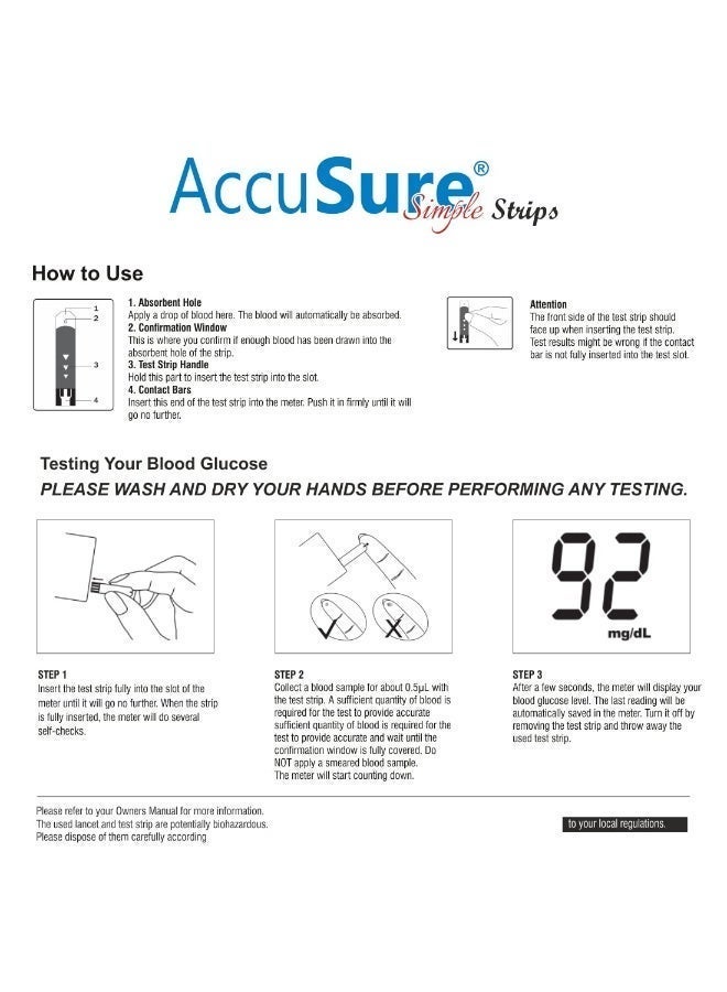 AccuSure Simple Blood Glucose Test Strip - 50 Strips - Image 3