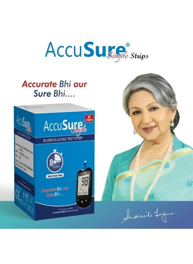AccuSure Simple Blood Glucose Test Strip - 50 Strips - Image 4