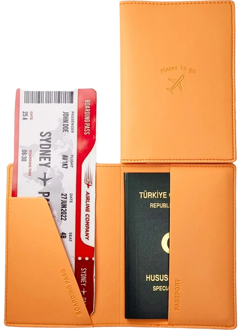 سميرنا Acar Mira Vegan Leather Passport Cover Passport Travel Wallet Light Orange