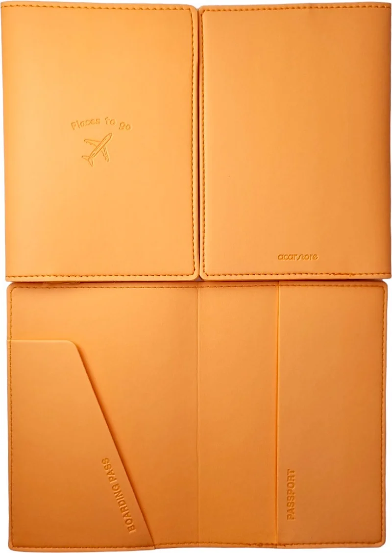Smyrna Acar Mira Vegan Leather Passport Cover Passport Travel Wallet Light Orange