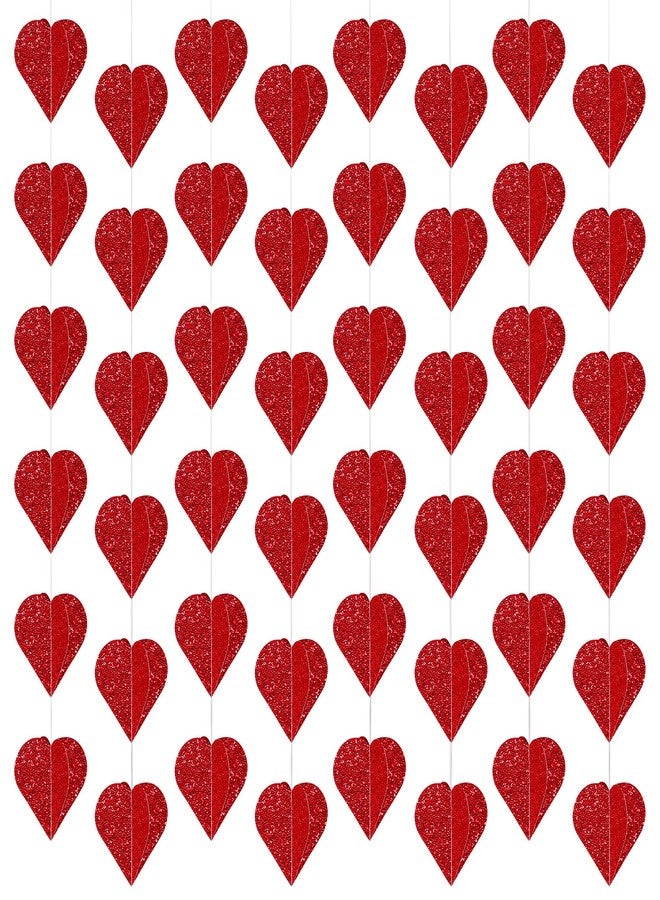 Maniaacer 3D Red Heart Paper Garland Valentines Day Decorations 59Ft Heart Hanging Streamer Banner Valentines Hanging String Hearts for Valentine's Day Wedding Birthday Bachelorette Engagement Party, 6 Pack - Image 1