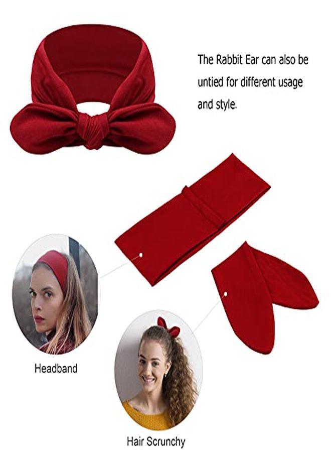 DRESHOW 4 Pack Bow Headband For Women Knotted Hair Band Facial Cloth Headbands - Image 3
