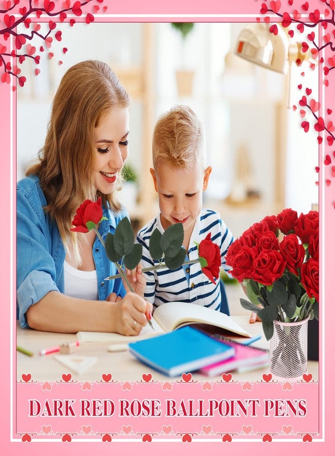 Yexiya Rose Flower Pens, Red Rose Ballpoint Bulk, Artificial Flower Pen for Graduation Wedding Office Classroom School Supplies Party Desktop Decor(16 Pcs) - Image 4