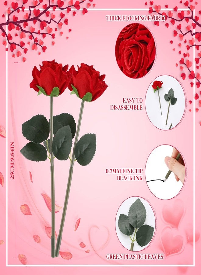 Yexiya Rose Flower Pens, Red Rose Ballpoint Bulk, Artificial Flower Pen for Graduation Wedding Office Classroom School Supplies Party Desktop Decor(16 Pcs) - Image 2