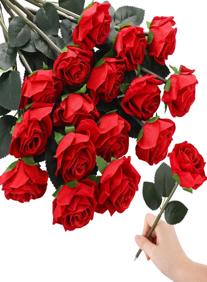 Yexiya Rose Flower Pens, Red Rose Ballpoint Bulk, Artificial Flower Pen for Graduation Wedding Office Classroom School Supplies Party Desktop Decor(16 Pcs) - Image 1