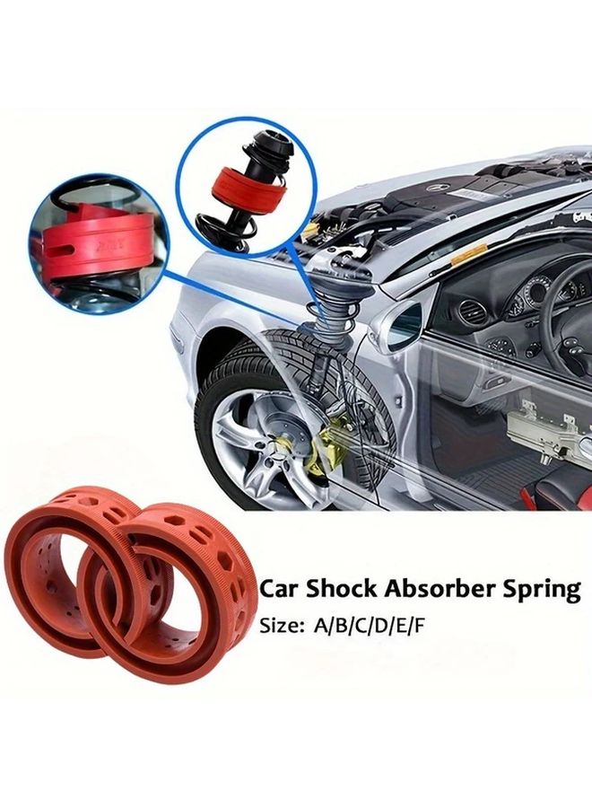 2pcs Red Car Shock Absorber Spring Bumper Rubber Protector Buffer Type E Universal Automotive Replacement Parts - Image 2