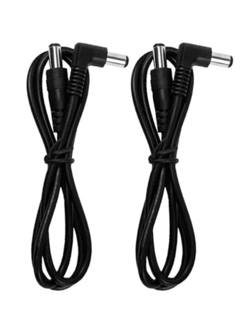SOLDOUT 2 PCS Guitar Effect Pedal Male to Male 90 Degree Right Angled Power Cord DC 5.5 x 2.1mm Cables Electric Guitars Accessories (65 CM, Pack of 2)  - Image 1