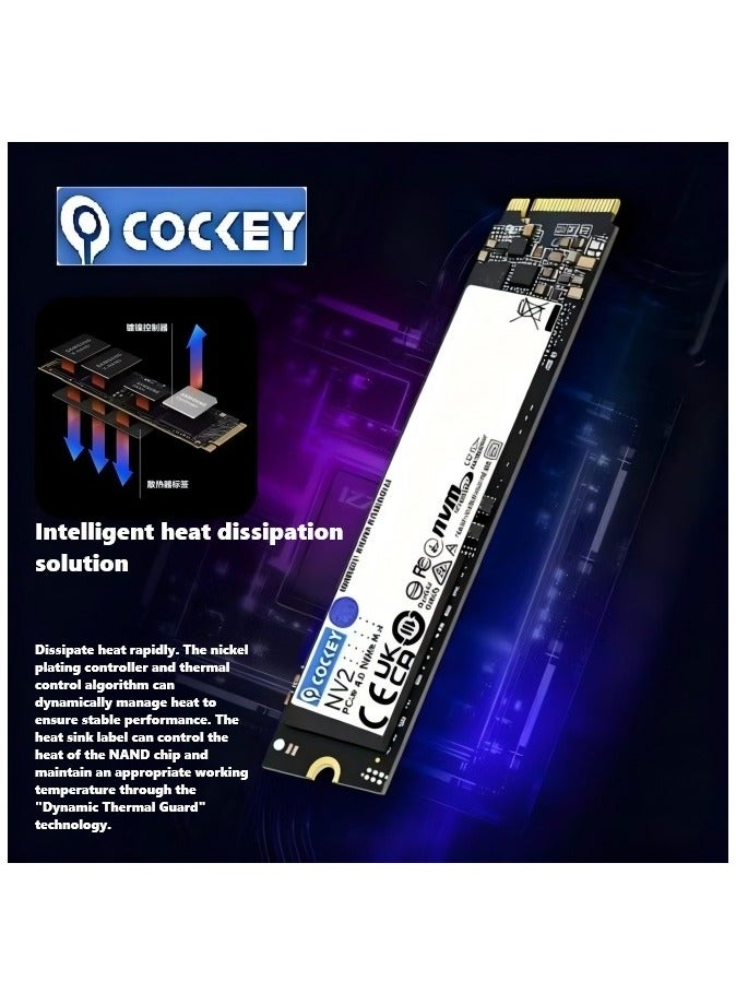 كوكي 2TB 3500MB/s SSD PCIe NVMe Gen4 M.2 مدمج في محرك الأقراص الصلبة، متوافق مع PS5 وأجهزة كمبيوتر سطح المكتب وأجهزة الكمبيوتر المحمولة - Image 4
