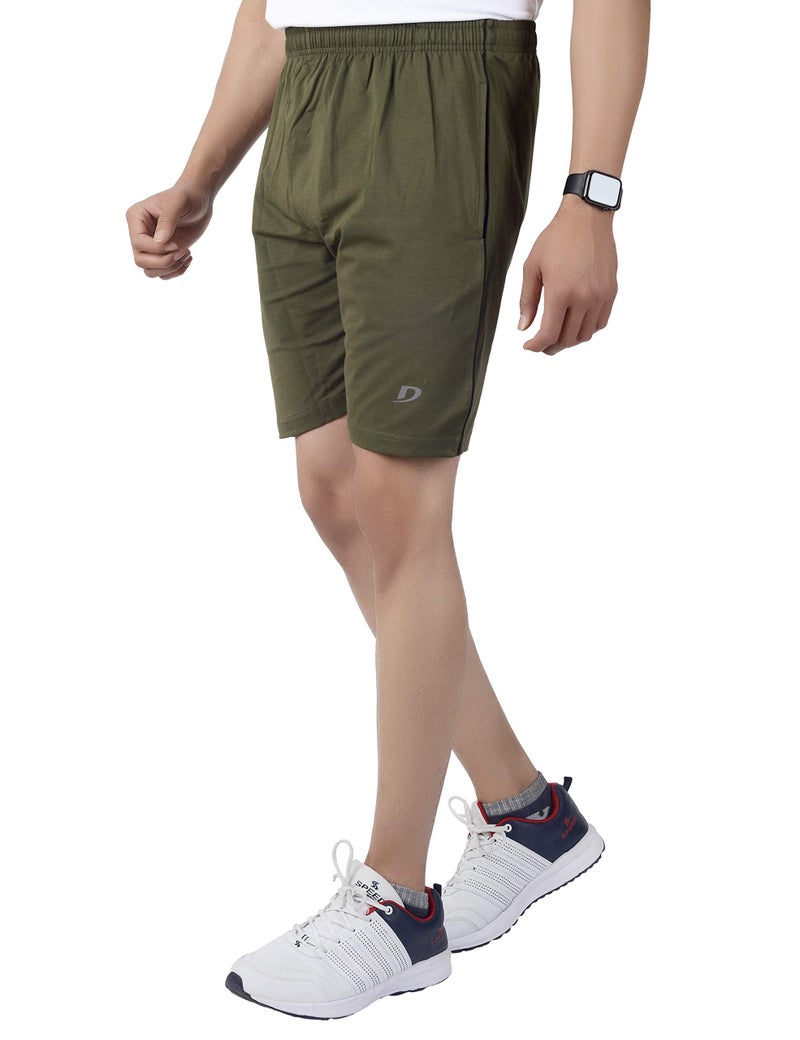 DECISIVE Fitness Sandwich Short, Gym Workout Running Short for Men- Olive (L (30" to 34" Waist)) - Image 2