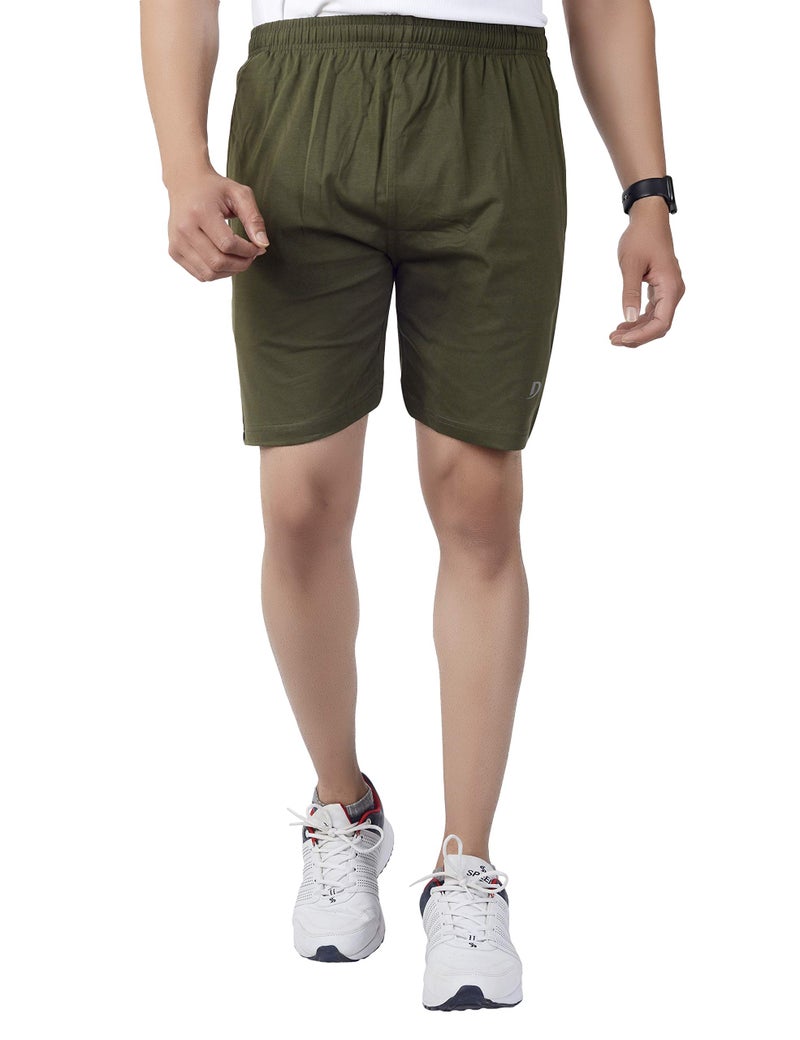 DECISIVE Fitness Sandwich Short, Gym Workout Running Short for Men- Olive (L (30" to 34" Waist)) - Image 1
