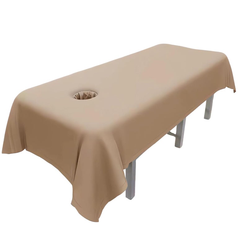 MWNAGO Massage Table SheetsMassage Table CoverMassage Linens Massage Fitted Sheet Massage Face Rest Cover with Hole Sutiable for BeautySpa 55  95 in Khaki with Hole