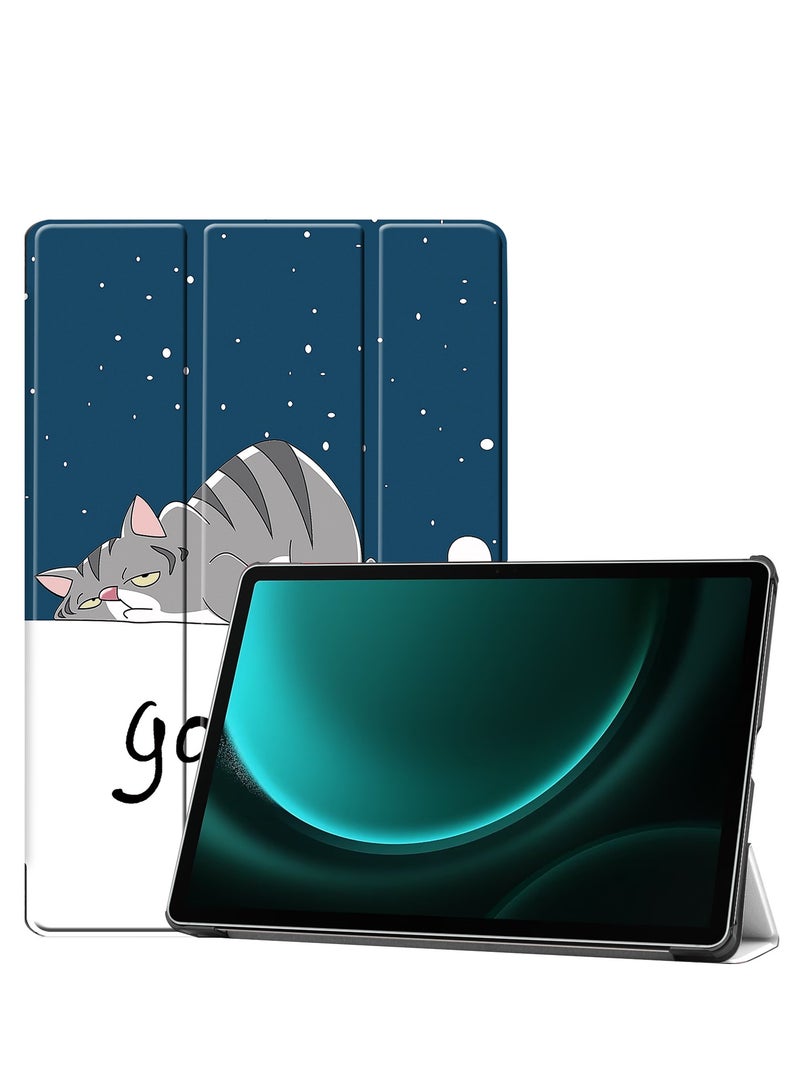 Case for Samsung Galaxy Tab S9 FE Plus 12.4 Inch 2023 SM-X610/SM-X616 Premium Leather Flap Tablet Case with Stand Function Auto Wake/Sleep Cover (Cat) - Image 1
