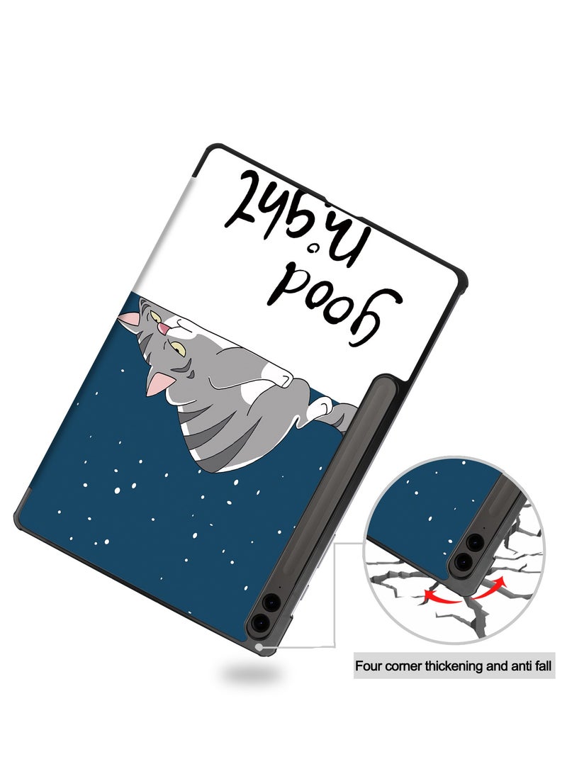 Case for Samsung Galaxy Tab S9 FE Plus 12.4 Inch 2023 SM-X610/SM-X616 Premium Leather Flap Tablet Case with Stand Function Auto Wake/Sleep Cover (Cat) - Image 4