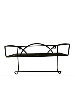 Spaceshoop Wall Mounted Black Metal Kitchen Towel Holder and Burnt Solid Storage Display Shelf Spice Rack  - Image 1