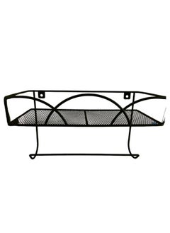 Spaceshoop Wall Mounted Black Metal Kitchen Towel Holder and Burnt Solid Storage Display Shelf Spice Rack  - Image 2