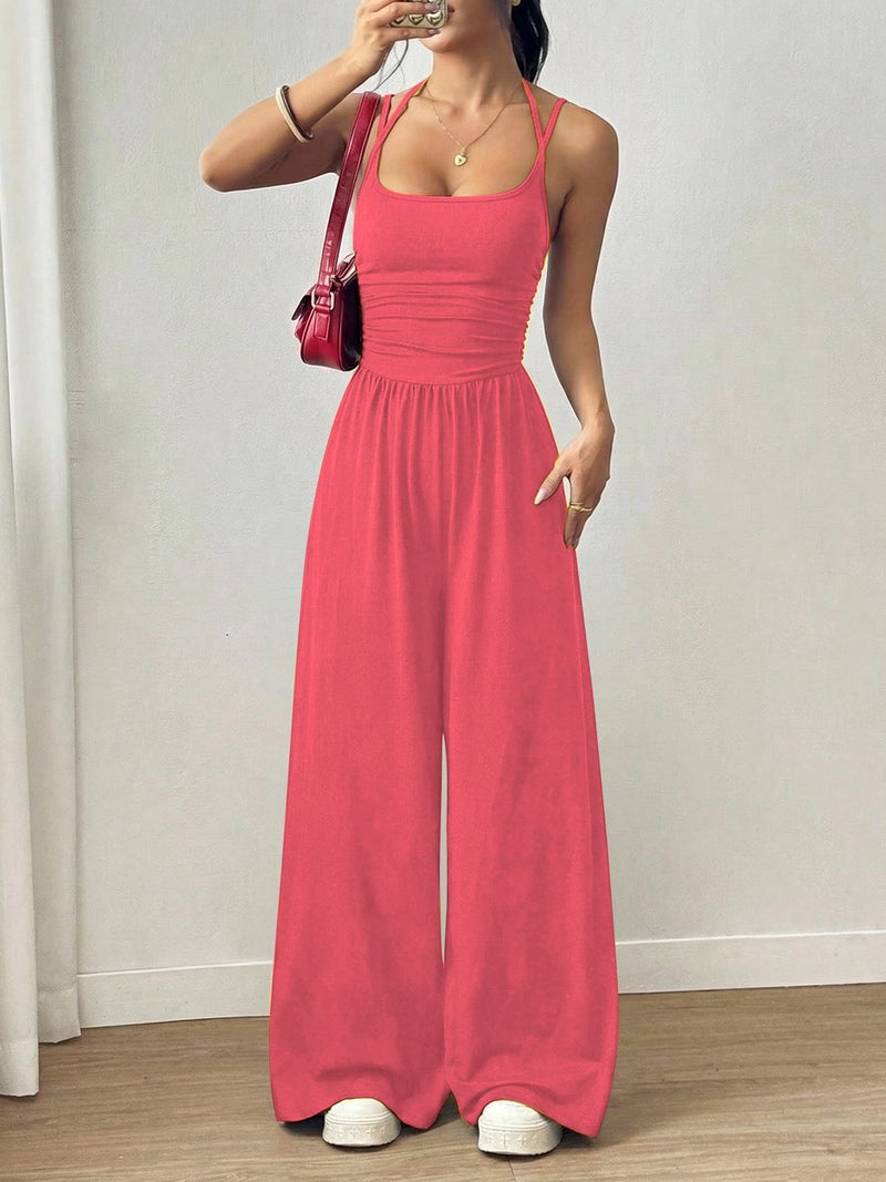 2026 European and American Cross-Border Amazon New Summer Style Women's Casual Strapless Jumpsuit Summer Wide-Leg Loose  Fit - Image 1