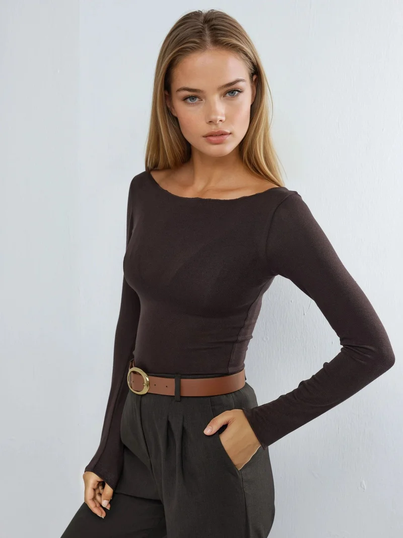 HICCUP Boat Neck Cashmere Blend Ultra Lightweight Blouse