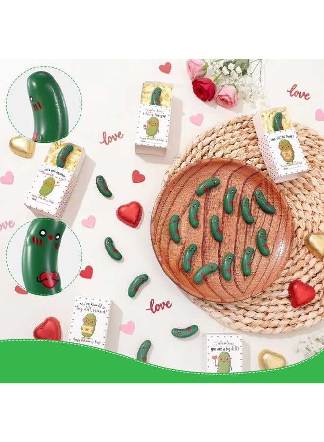 Cinnvoice 25 Set Valentines Day Gifts Bulk for Coworkers Employees Bulk Happy New Year Gifts Office Desk Pets Cute Ornaments Funny Positive Thank You Inspirational Card Party Favors (Heart Pickle) - Image 2
