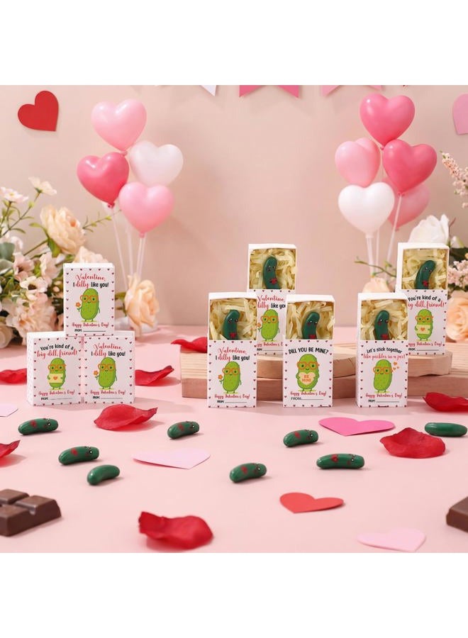 Cinnvoice 25 Set Valentines Day Gifts Bulk for Coworkers Employees Bulk Happy New Year Gifts Office Desk Pets Cute Ornaments Funny Positive Thank You Inspirational Card Party Favors (Heart Pickle) - Image 5