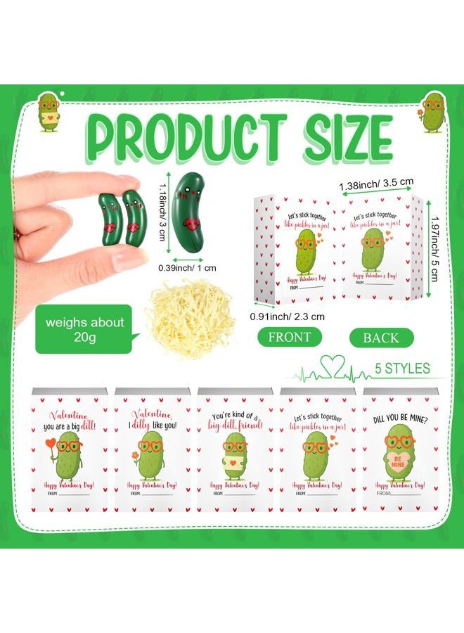 Cinnvoice 25 Set Valentines Day Gifts Bulk for Coworkers Employees Bulk Happy New Year Gifts Office Desk Pets Cute Ornaments Funny Positive Thank You Inspirational Card Party Favors (Heart Pickle) - Image 3