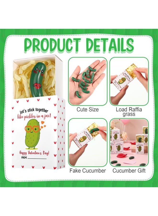 Cinnvoice 25 Set Valentines Day Gifts Bulk for Coworkers Employees Bulk Happy New Year Gifts Office Desk Pets Cute Ornaments Funny Positive Thank You Inspirational Card Party Favors (Heart Pickle) - Image 4