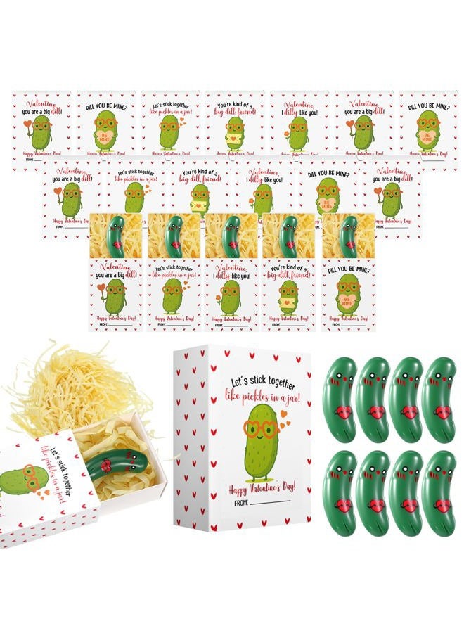 Cinnvoice 25 Set Valentines Day Gifts Bulk for Coworkers Employees Bulk Happy New Year Gifts Office Desk Pets Cute Ornaments Funny Positive Thank You Inspirational Card Party Favors (Heart Pickle) - Image 1