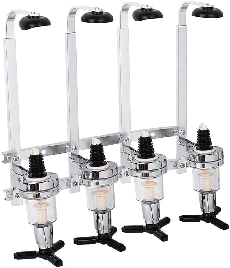 klarako 4 Bottles Liquor Dispenser, Wall Mounted Alcohol Cocktails Shot Dispenser Station Aluminum Alloy Wine Whiskey Bottle Holder Beverage Stand for Home Bar Party Decoration - Image 1