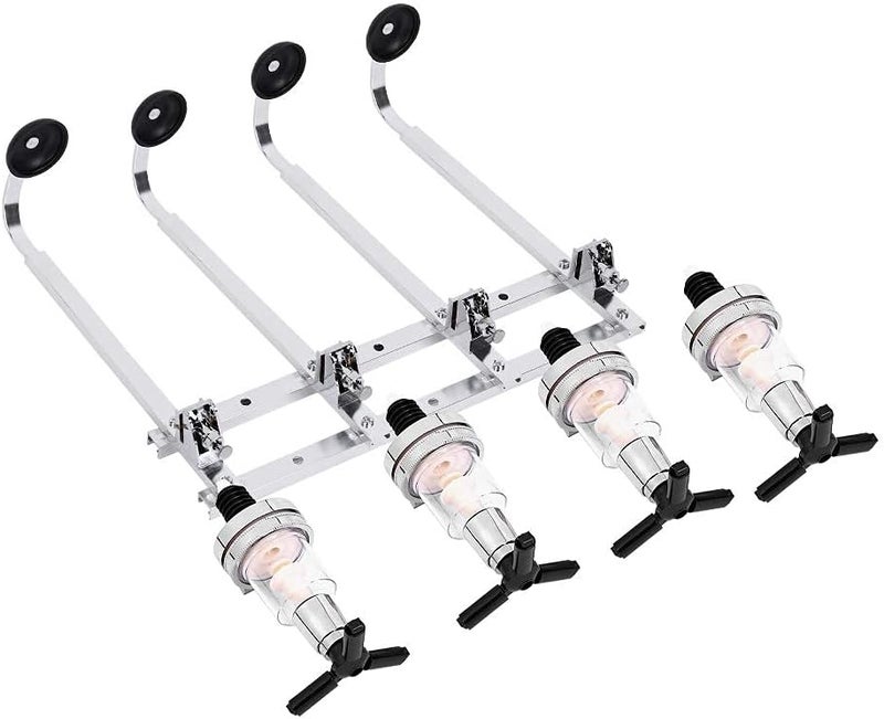 klarako 4 Bottles Liquor Dispenser, Wall Mounted Alcohol Cocktails Shot Dispenser Station Aluminum Alloy Wine Whiskey Bottle Holder Beverage Stand for Home Bar Party Decoration - Image 3