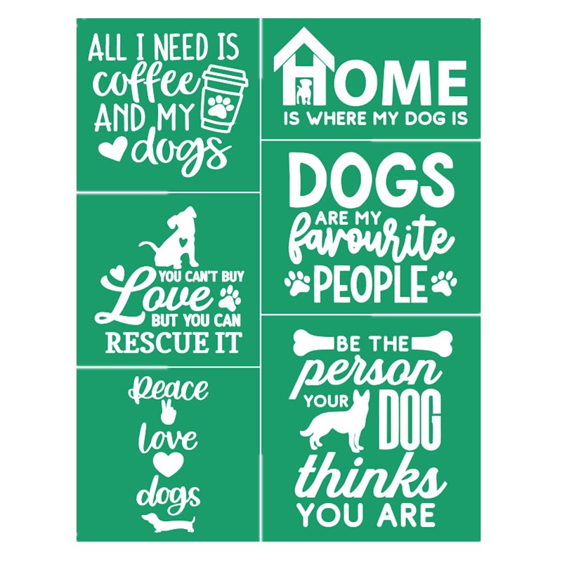 JAJADO Silk Screen Transfers Reusable Self Adhesive Stencils Dog Puppy Home Decor Chalk Paste Stencils for Painting on Front Door PorchTShirt FabricCeramic DIY Wood Signs Farmhouse Decoration