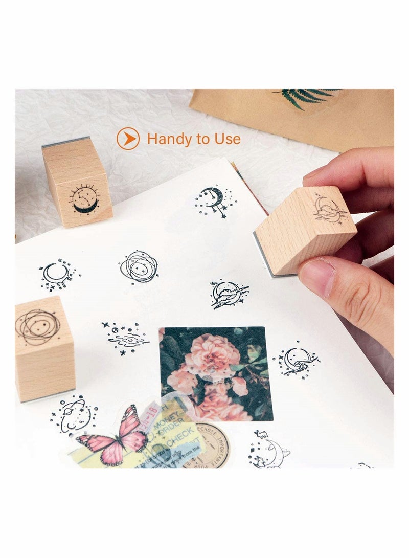 Excefore Wooden Rubber Stamps for Arts Crafts Bullet Journals Card Making Scrapbooking Diary Letter - Image 2