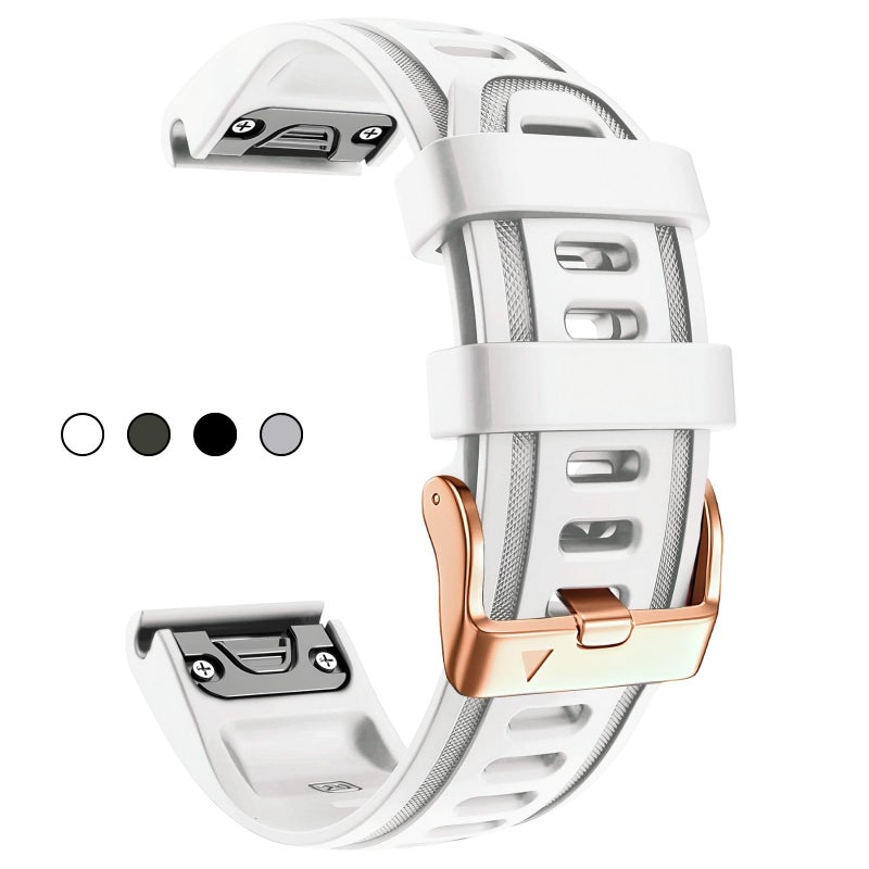 OUTVI 20mm Watch Band for Garmin fenix 5s fenix 6s fenix 7s pro quickfit 20 bands Replacement for garmin epix 2 42mm sapphire short strap Rose Gold women men White - Image 1