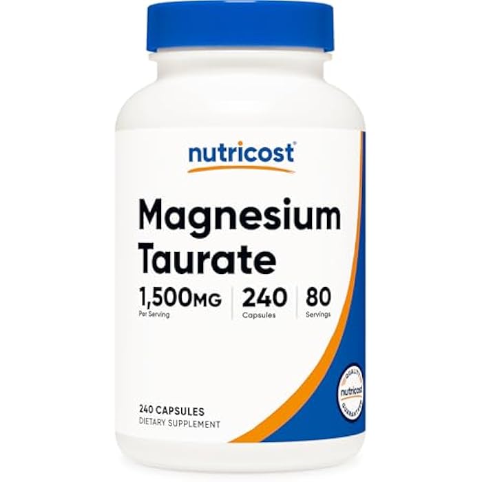 Nutricost Magnesium Taurate 1,500mg; 240 Capsules - Gluten Free, Non-GMO, Vegan, 80 Servings - Image 1