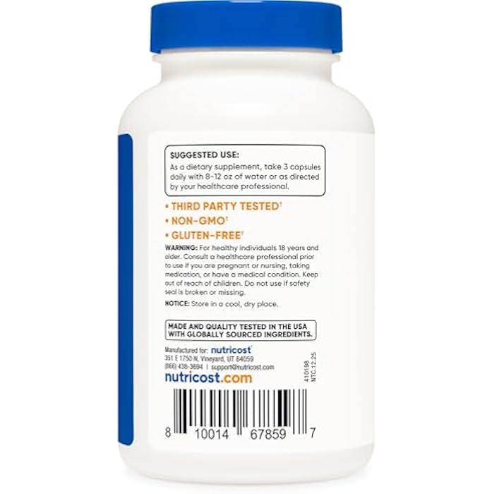 Nutricost Magnesium Taurate 1,500mg; 240 Capsules - Gluten Free, Non-GMO, Vegan, 80 Servings - Image 4