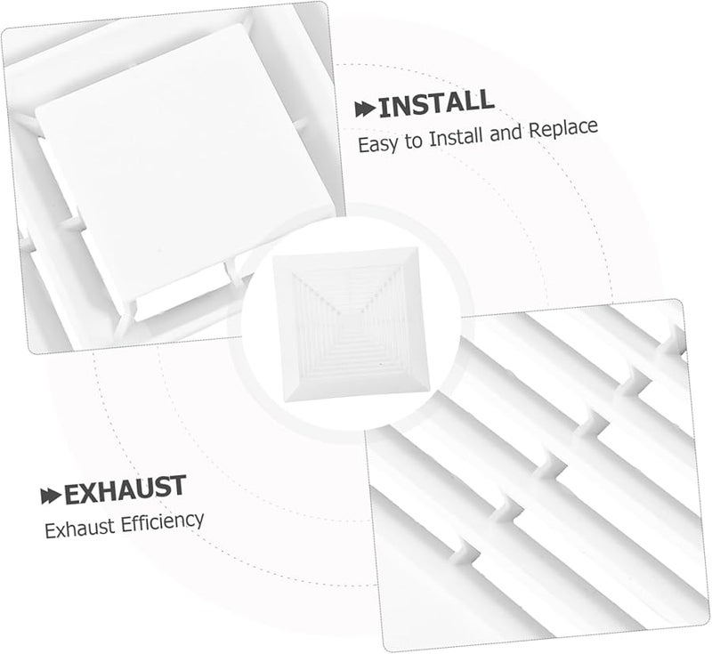 White Square Bathroom Ceiling Exhaust Fan Cover with Springs Grille Easy Installation Ventilation Kit - Image 4