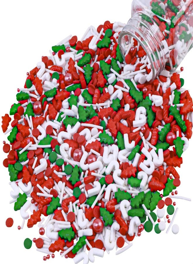 Morofme 3.5 oz Christmas Sprinkles Red and Green Christmas Tree Candy Sprinkle Jimmies Mix Christma Cane Sprinkle Cake Topper Edible Holiday Sprinkles for Cupcake Toppers Cookie Ice Cream - Image 1