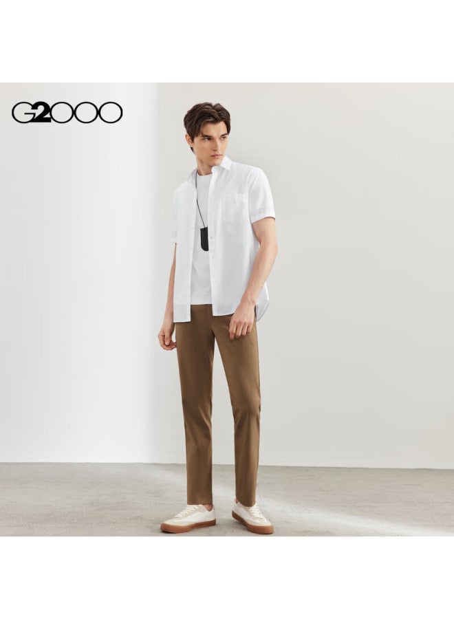 G2000 Mall Matching Cotton Blend Skin-friendly Twill Short-sleeve Shirt, White, L/09 - Image 4