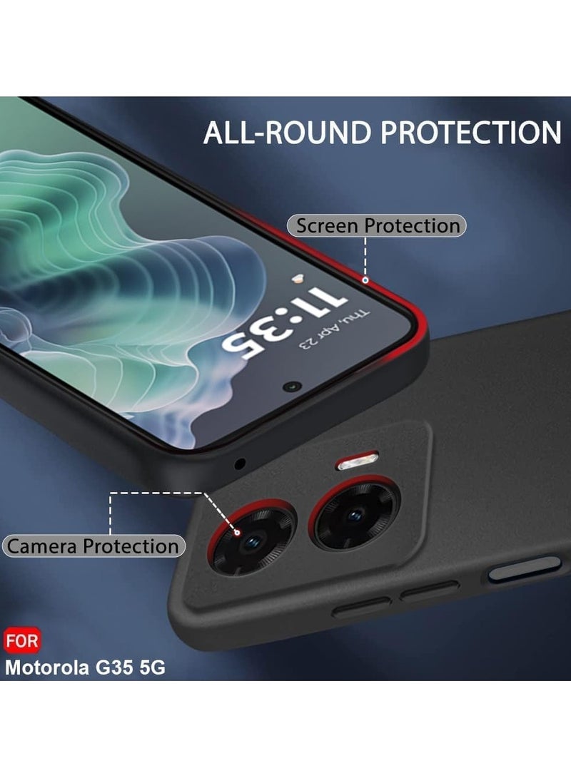 Motorola Moto G35 Case Cover Rubberised Matte Soft Silicone TPU with Camera Protection Flexible Back Case Cover for Moto G35 2024 Black - Image 3