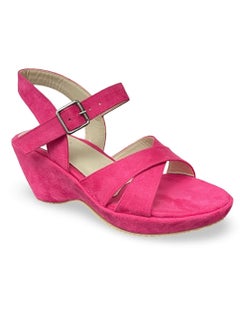 Vbranda Elegant Suede Wedge Sandal W-7-FUCHIA  - Image 1