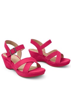 Vbranda Elegant Suede Wedge Sandal W-7-FUCHIA  - Image 3