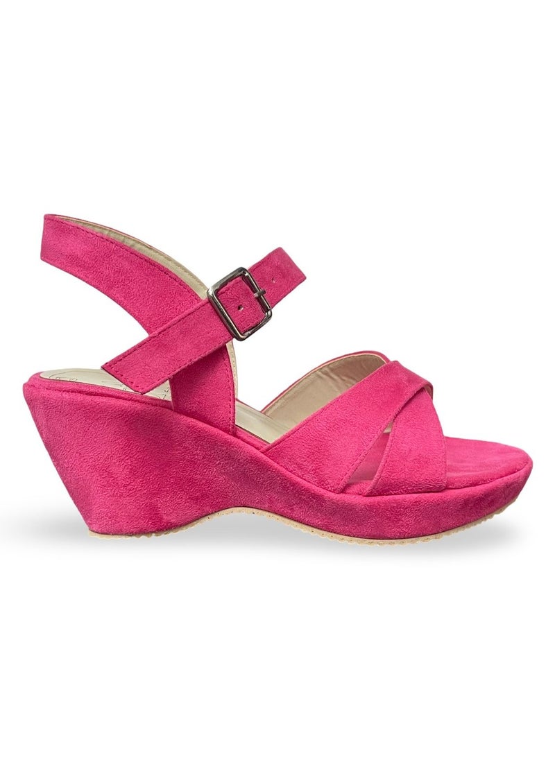 Vbranda Elegant Suede Wedge Sandal W-7-FUCHIA  - Image 2