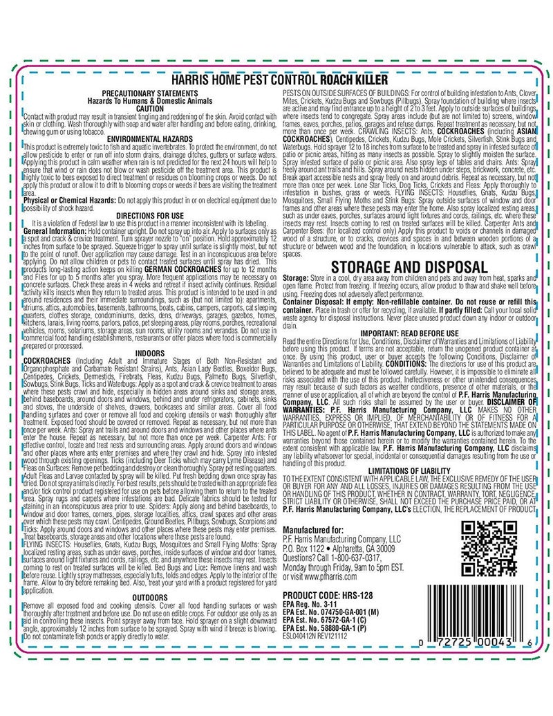 Harris Roach Killer, Liquid Spray with Odorless and Non-Staining 12-Month Extended Residual Kill Formula (Gallon) - Image 5