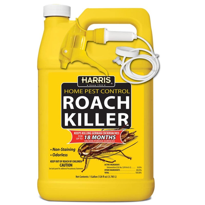 Harris Roach Killer, Liquid Spray with Odorless and Non-Staining 12-Month Extended Residual Kill Formula (Gallon) - Image 1