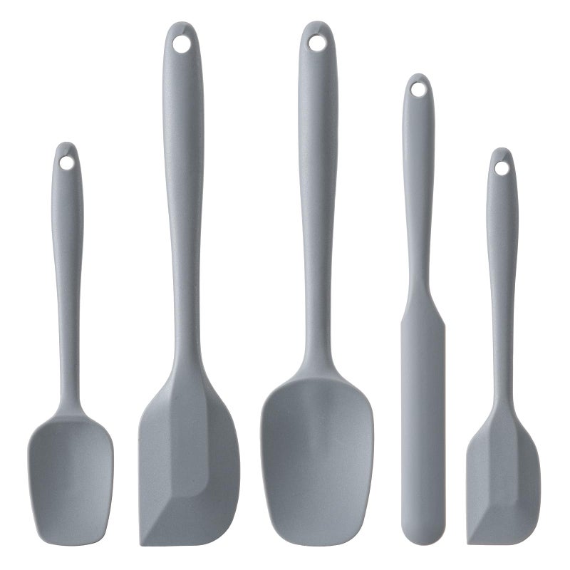 Hoewina Silicone Spatula Set  5 Piece Food Grade Rubber Spatulas for Baking  Cooking  and Mixing High Heat Resistant Non Stick Dishwasher Safe BPA-Free (Grey) - Image 1