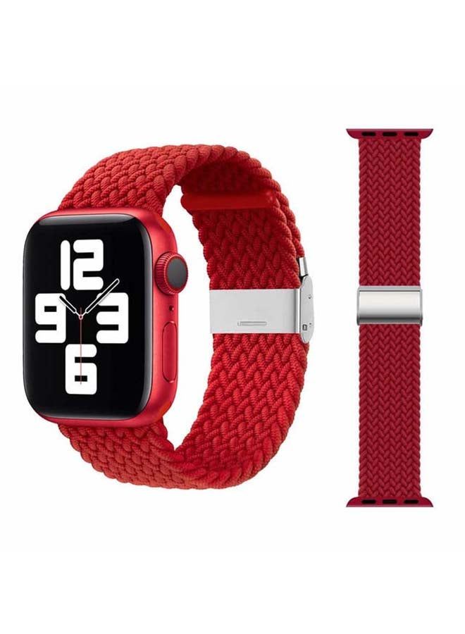 vesus Adjustable Braided Solo Loop Band For Apple Watch Series 6/SE/5/4/3/2/1 Red