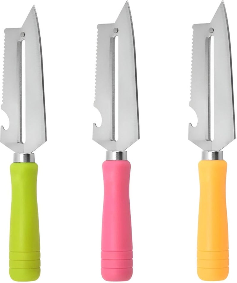 Household Knife - Durable 4-in-1 Kitchen Gadget with Slim Steel Blade, Comfortable Grip, Vegetable Peeler, Scale Scraper, and Built-in Bottle Opener for Multi-Purpose Home Use (3pcs)