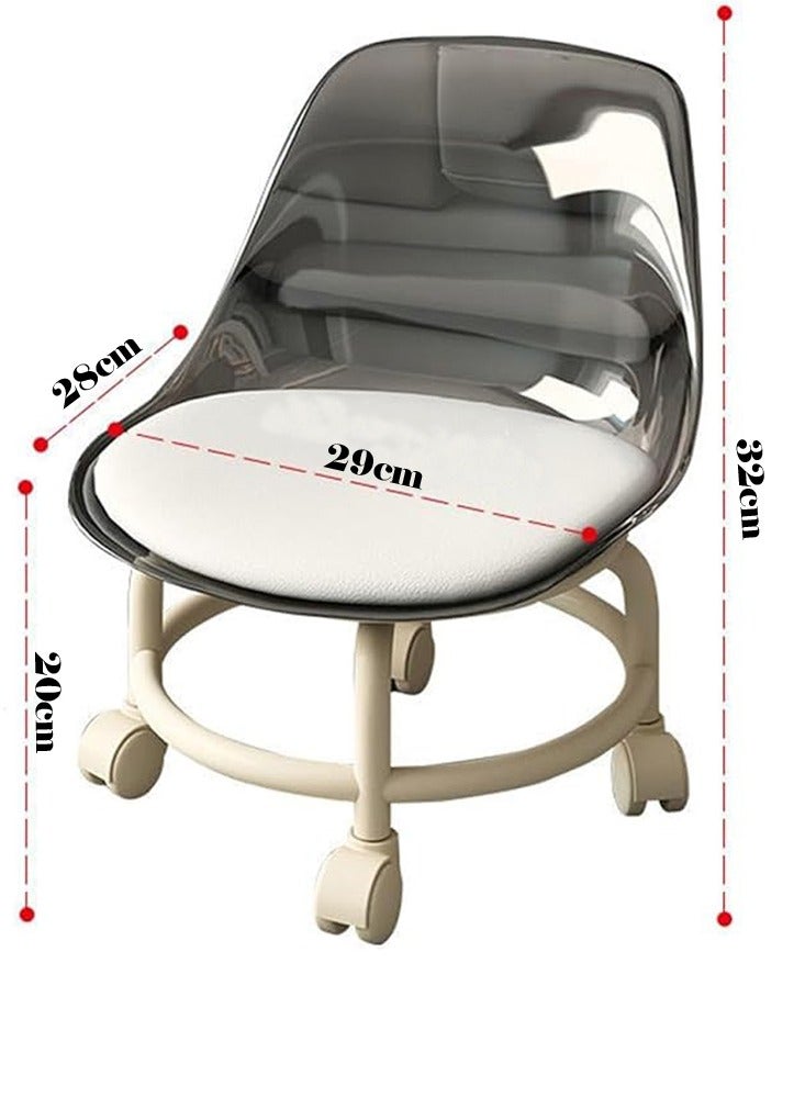 Generic 𝐅𝐅𝐃"Transparent Rolling Stool with Wheels – 360° Swivel Chair for Salon, Home, Kids & Adults – Soft Cushion & Ergonomic Backrest" - Image 2