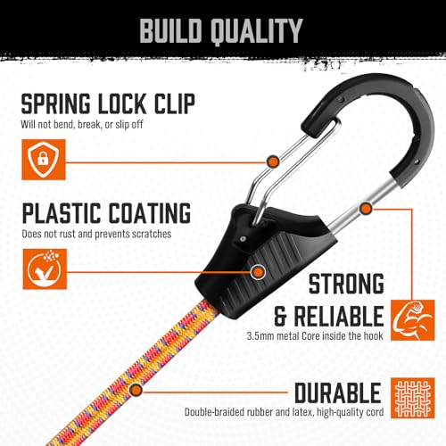 HORUSDY 28-Piece Premium Bungee Cords with Hooks, Includes 10”, 18”, 24”, 36”, 48”, Bungee Cord Assortment (10 to 48 Inch) - Image 3
